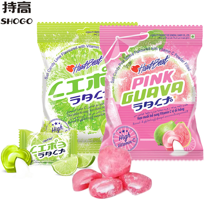 泰国进口HartBeat蔓谷女孩咸柠檬糖芭乐番石榴味水果心形糖果零食