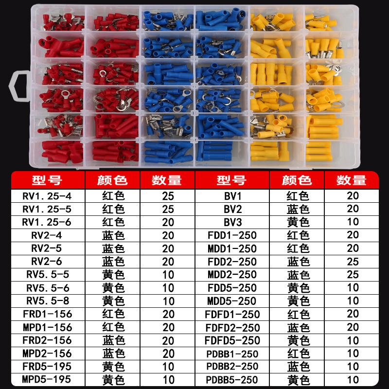 端子箱入りコールドプレス端子事前絶縁端子組み合わせ銅接続端子セット越境ホットセール|undefined