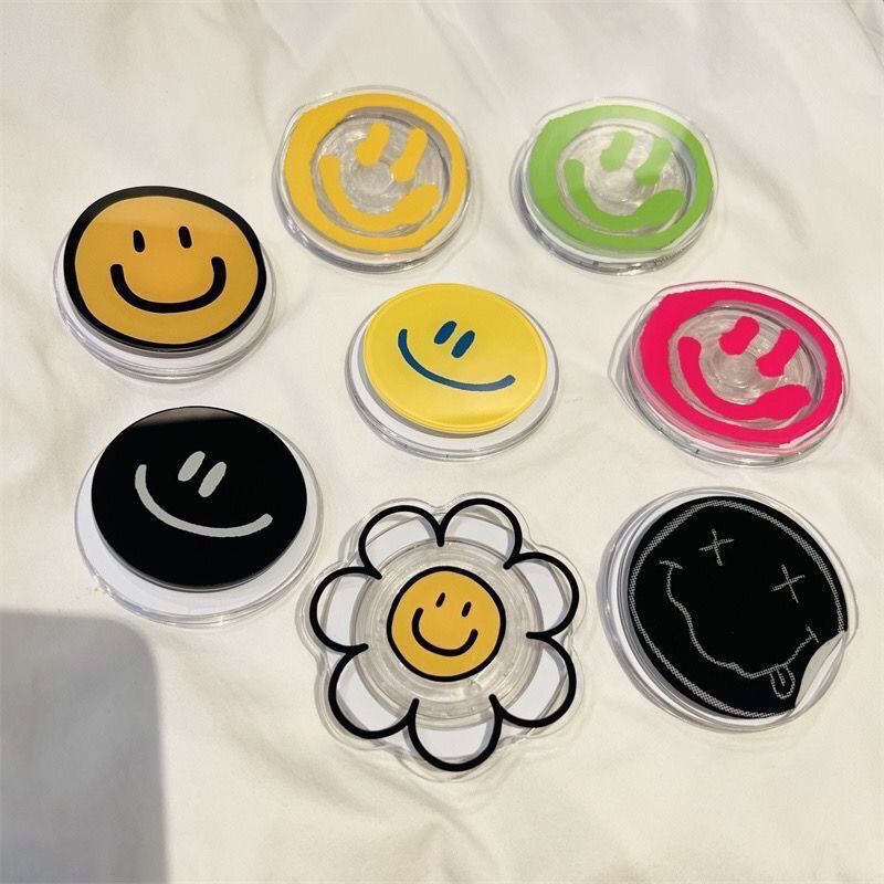 Han Feng ins smiley face flower Magsafe magnetic suction mobile phone airbag bracket detachable rotation telescopic for Apple