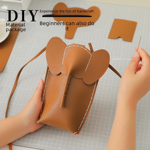 Baby Elephant Mobile Phone Bag diy Handmade Bag Homemade Gift Cartoon Shoulder Crossbody Bag Material Bag Mini Crossbody Bag