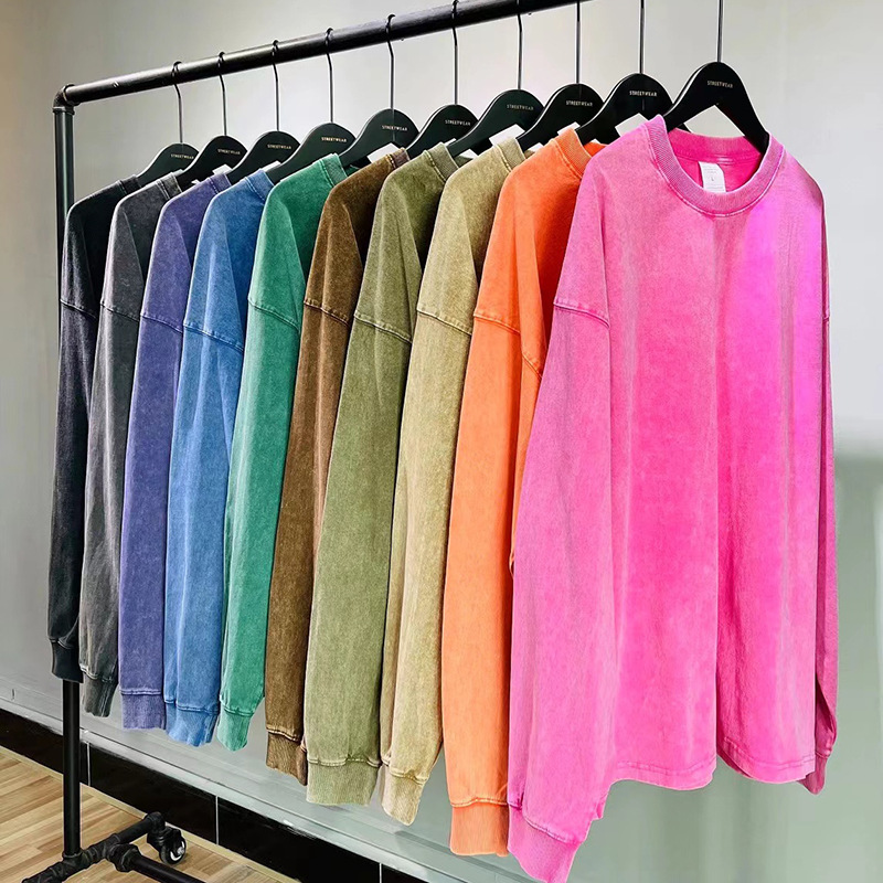 2025 Europa y América camiseta de manga larga hombre verano nuevo cuello redondo suelto superdimensionado americano retro in tide chaqueta