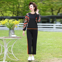 中年妈妈春装运动服套装休闲卫衣新款中老年人女春秋上衣两件套