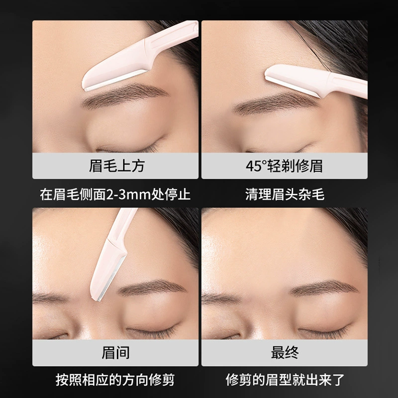 Folding Eyebrow Razor, Stainless Steel Blade, Safety-Guard Folding Handle, Compact