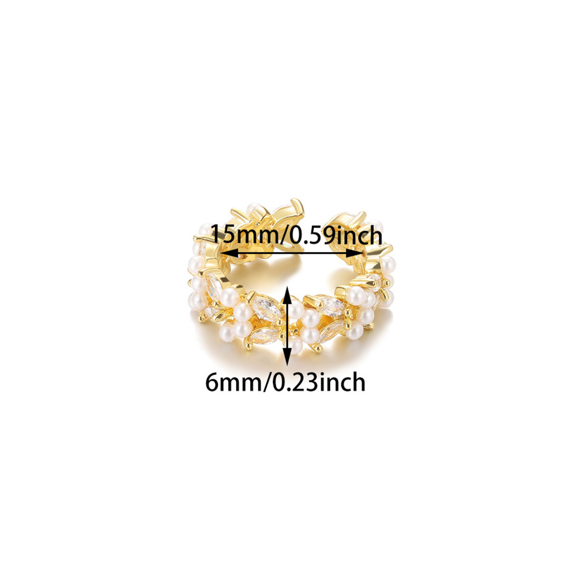 Open Rings Classification Wholesale Jewelry Elegant Simple Style Geometric Butterfly Imitation Pearl Copper Plating Open Rings