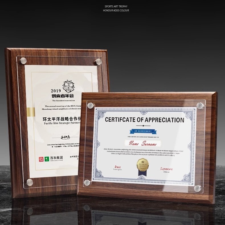 Walnut license card business license photo frame decoration acrylic certificate frame honor solid wood plaque frame wholesale