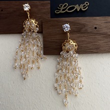 时尚百搭长款流苏耳环气质高级感小众重工轻盈灵动水晶轻奢耳饰
