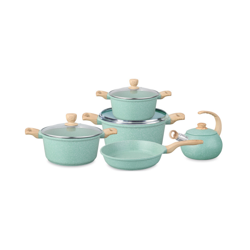 UCC9 piezas de conjunto de cocina de agua, cocina de marmol, cocina de arroz de piedra antiadherente, cocina de cocina de granito, cocina de cocina de fondo compuesto