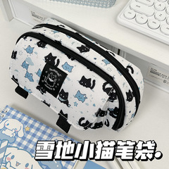 フリップスノーキティペンバッグイン高価値学生文具バッグ大容量漫画かわいい鉛筆収納ボックス