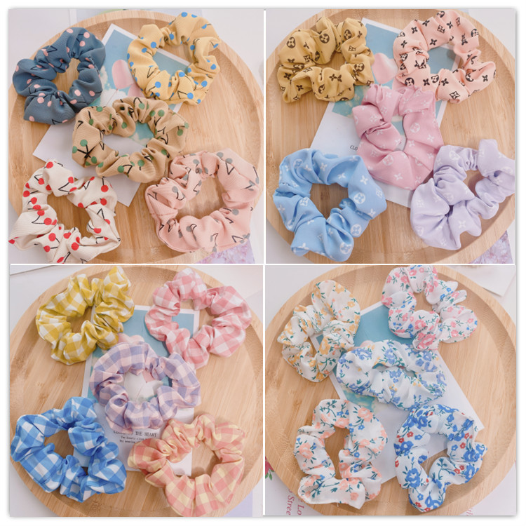 韓國新款布藝大腸圈 多款花型少女心馬尾頭繩 兩元店專批頭飾女