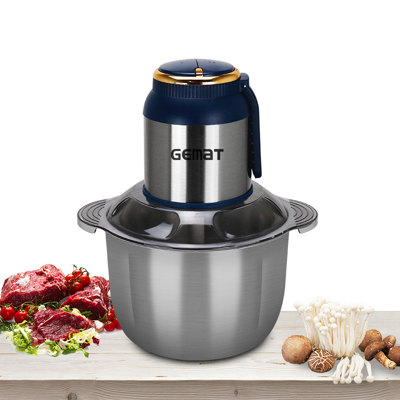 Household Meat Grinder with Two Speeds, Stainless Steel, for Mincing Vegetables, Electric Meat Grinder, Small Garlic Processor, Multifunctional