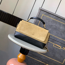 鹿皮2025杭州走秀款双拼牛皮包真皮女士包包