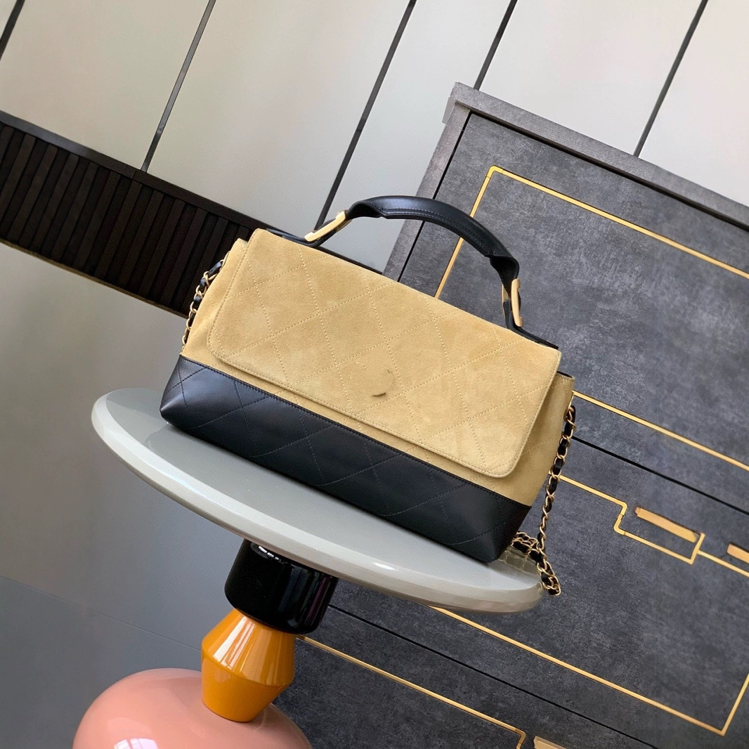 鹿皮2025杭州走秀款双拼牛皮包真皮女士包包