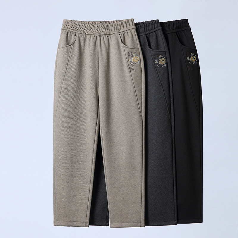 Mom Spring and Autumn All-match elastic waist straight pants new middle-aged and old women's spring and autumn grandma pants casual pants