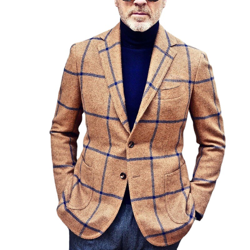 2024 Karierte mehrfarbige Freizeitanzugjacke für Herren_voghion.com