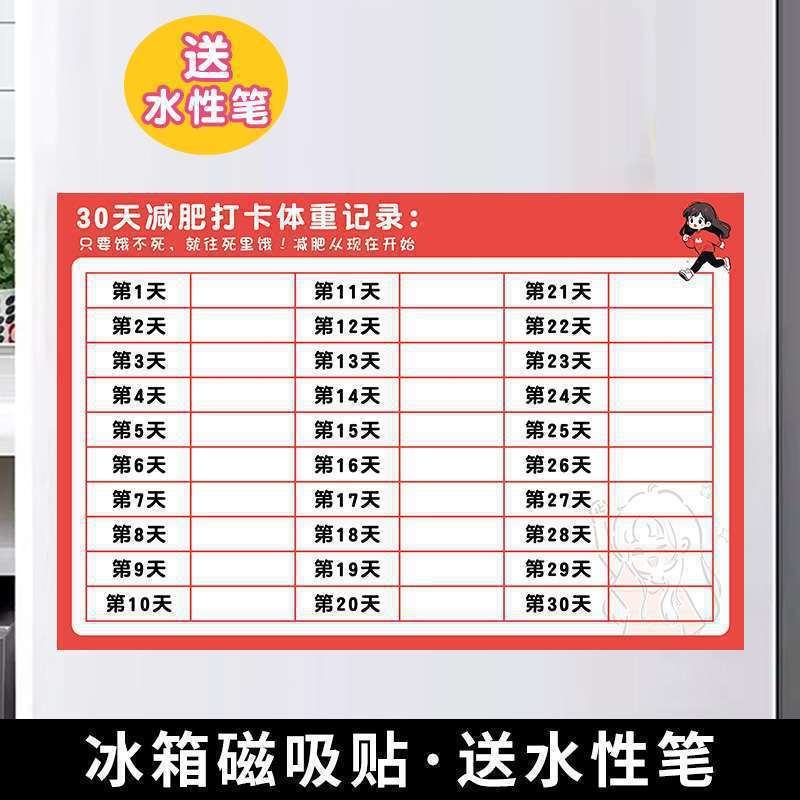 计划表减肥打卡记录表天天天天减肥墙贴磁吸批发|undefined