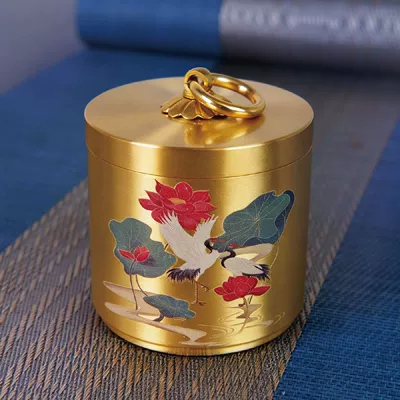 Creative Painted Ashtray for Home Use, Anti-Fall, with Lid, for Living Room Coffee Table, Personalized Office, Car Ashtray, All Copper (Car ashtray) - crane-dance-and-lotus-fragrance-77282