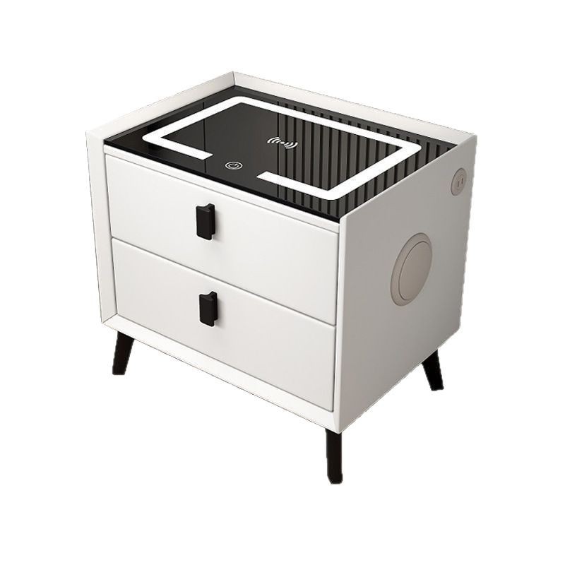 Mesita de noche inteligente de madera maciza de comercio exterior para el hogar Sensación premium Mesita de noche de dormitorio simple, pequeña y muy estrecha, multifuncional