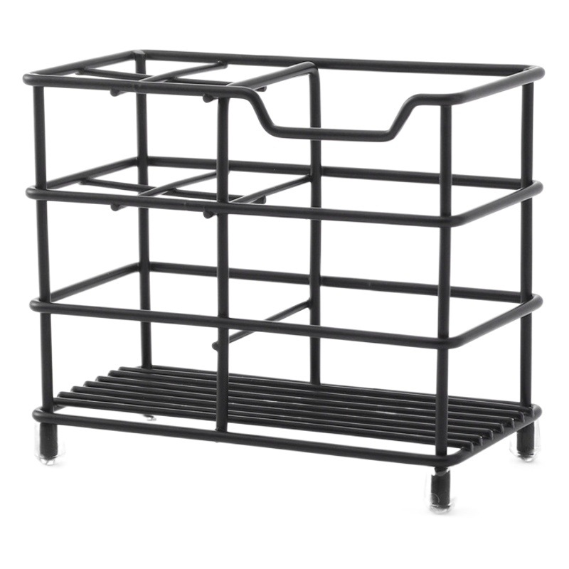 Cepillo de dientes de escritorio de cuatro rejillas negro Estante de almacenamiento de pasta de dientes Baño libre de instalación Enlucido bucal Estante de almacenamiento de taza Drenar cepillo de dientes poroso