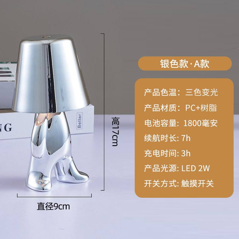 国境を越えた小金人電気スタンド装飾テーブルライトレストランカフェの家庭装飾雰囲気ランプ思考者の小夜灯|undefined