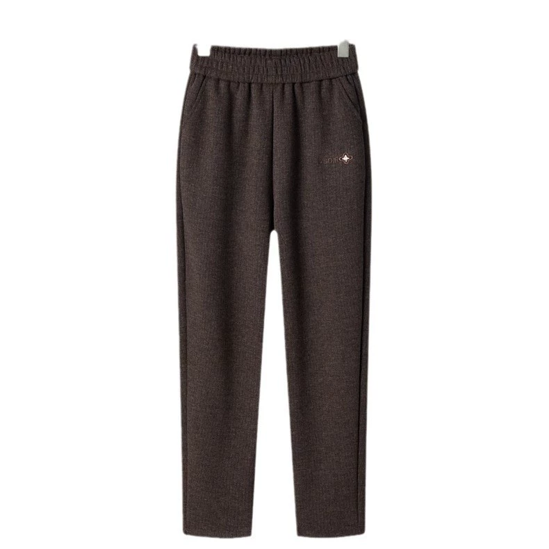 2024 новые женские брюки среднего и пожилого возраста зимние плюшевые толстые шерстяные брюки мама осенние и зимние повседневные брюки с высокой талией