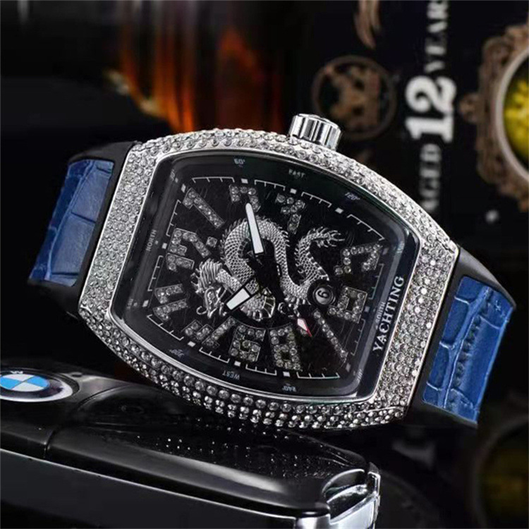 Men's Quartz Watch Dragon Design Diamond Studded British Style_voghion.com