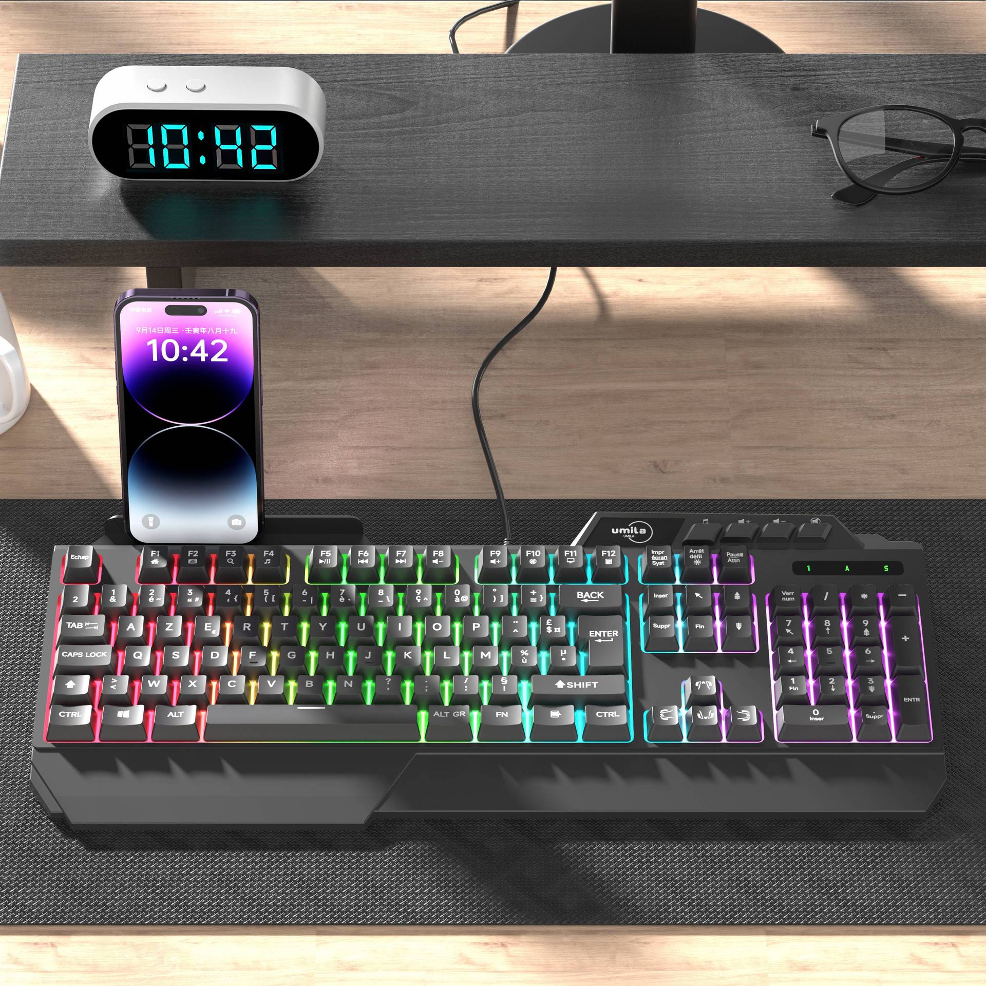 Cross-Border French Multi-Language Keyboard Game Wired Rgb Luminous Multi-Style Multi-System Connection High-Value Game