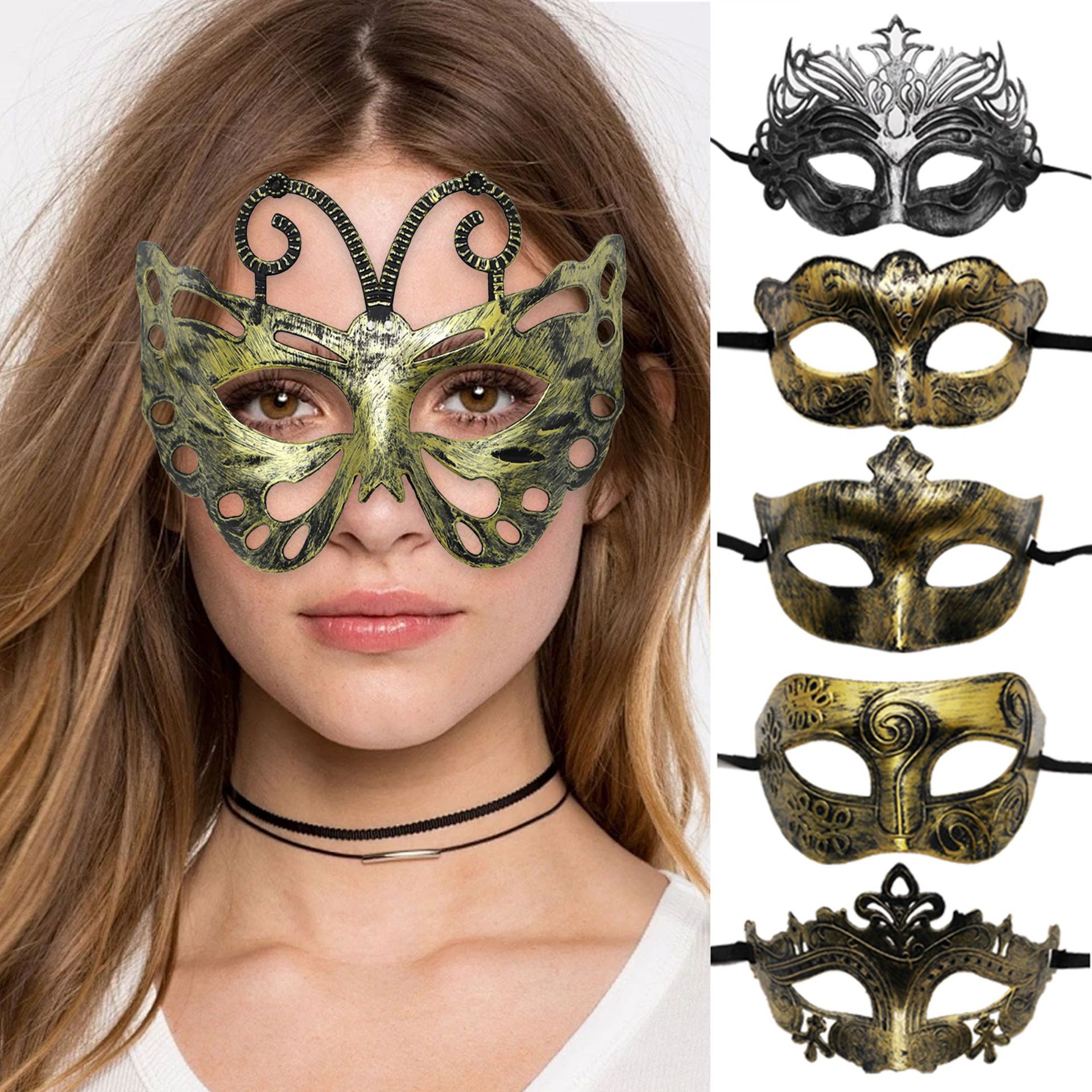 Ventas transfronterizas en caliente princesa de hadas retrógradas mitad cara de la antigua griega máscara de corona de jazz máscara romana