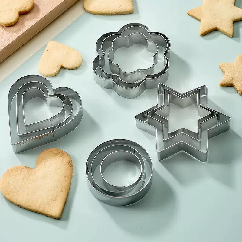 现货DIY蛋糕模 烘焙翻糖工具 12件套装 不锈钢饼干切 馒头模具