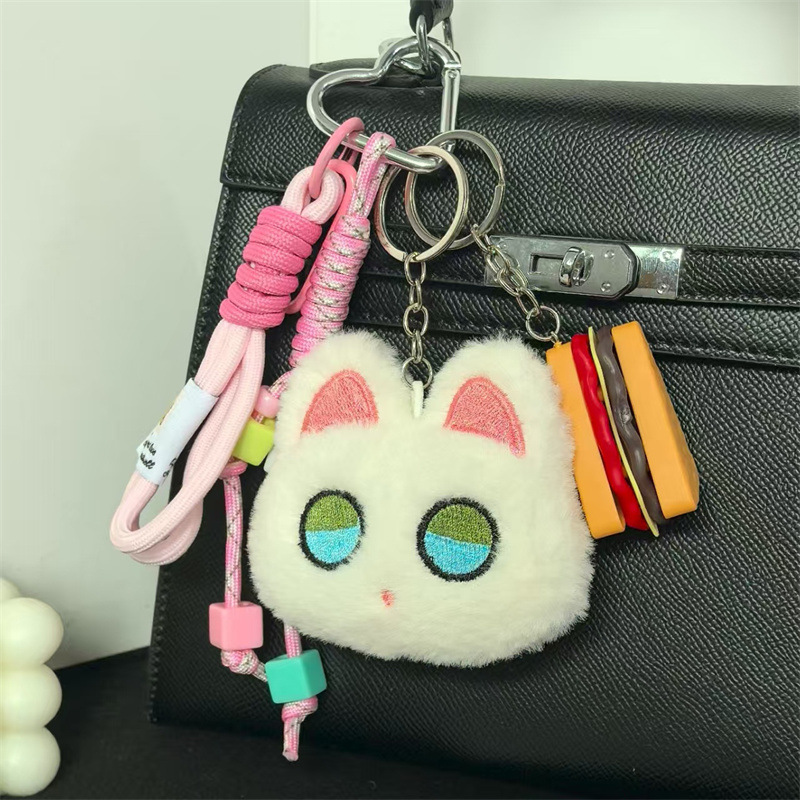 可爱小黑猫钥匙扣挂件吱吱叫毛绒公仔少女心玩偶情侣闺蜜礼物|undefined