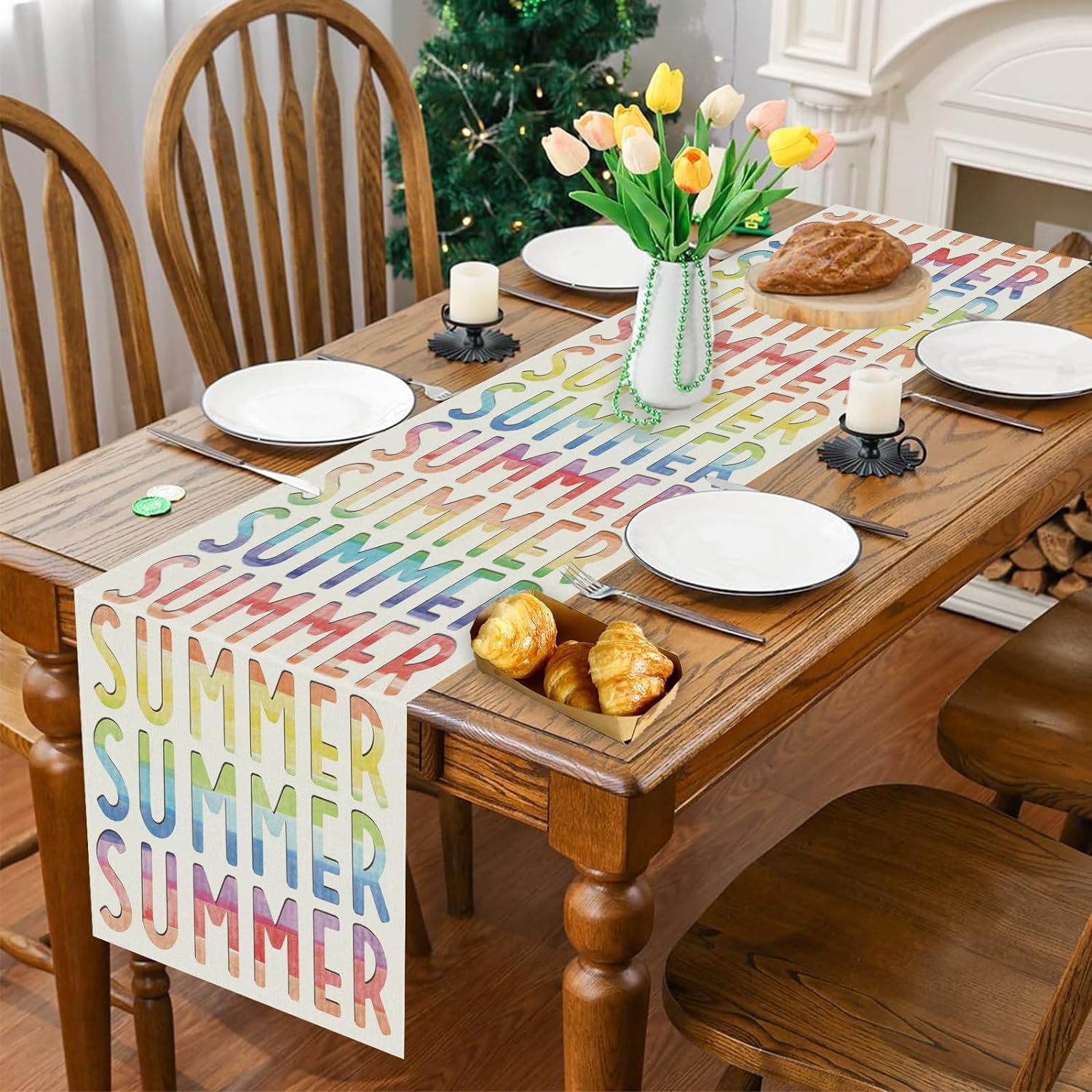90g Weight Tablecloths Home Textiles & Decor Type Linen Material Letter, Fruit, Flower Pattern Simple Style Style Simple Style Letter Fruit Flower Linen Tablecloths 7