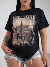T 71310 Printed T Shirt Round Neck Loose Fit Casual ӡ��Բ��