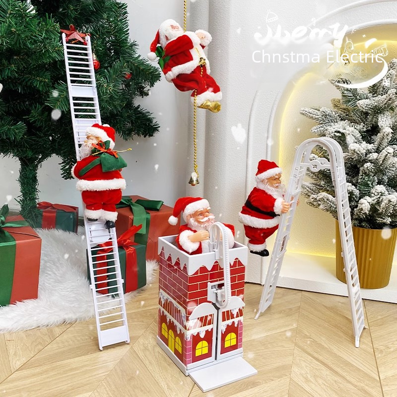 Paracadute Paracadutismo Babbo Natale Elettrico Elettrico Arrampicata Tenda di perline Arrampicata Scale Scala Decorazioni natalizie Giocattoli Regali_voghion.com