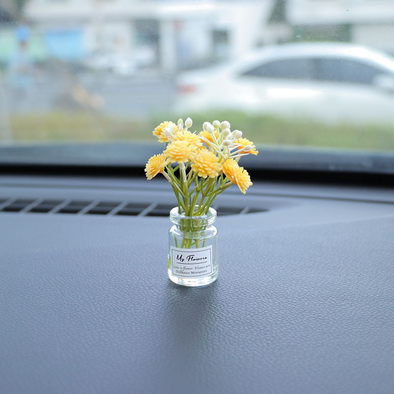 Red de Internet jarrón fresco flor casa de muñecas mini interior de coche consola central decoración de coche decoración de coche espejo cruzado simple
