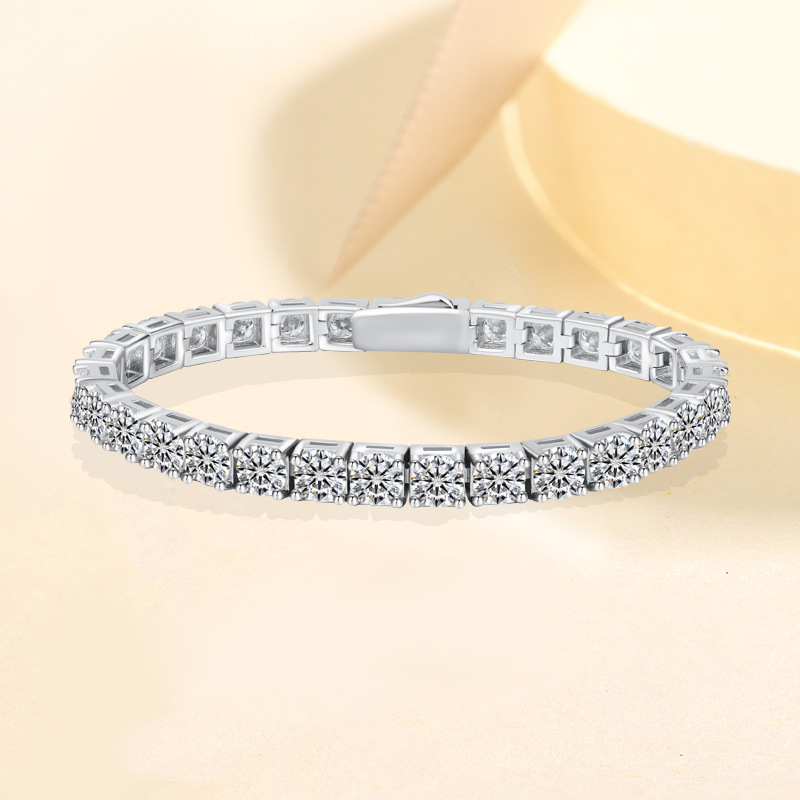 925 silver moissanite tennis bracelet men's and women's bracelet silver plated 18K gold hand jewelry cross-border supply a wholesale 925 silver moissanite tennis bracelet men's and women's bracelet silver plated 18K gold hand jewelry cross-border supply a wholesale