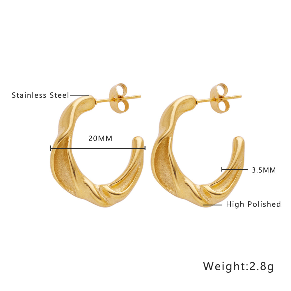 1 Paire Style Ig Géométrique Placage Acier Au Titane Des Boucles D'oreilles display picture 8