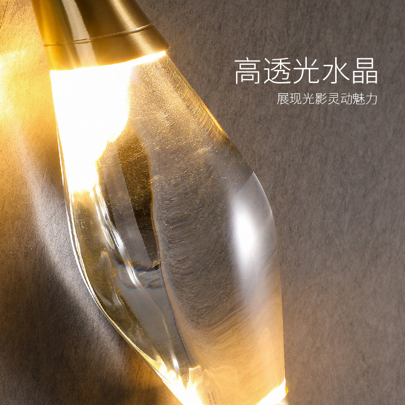Cabecera de cama nuevo cristal 2021 fondo pasillo dormitorio lámpara de bronce lámpara de pared lámpara de diseño de escalera lámpara de pared completa