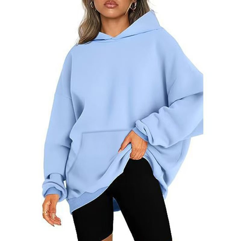 新しい特大プルオーバー女性のヨーロッパとアメリカのクロスボーダーAmazonフード付き特大カジュアルオフショルダースウェットシャツ|undefined