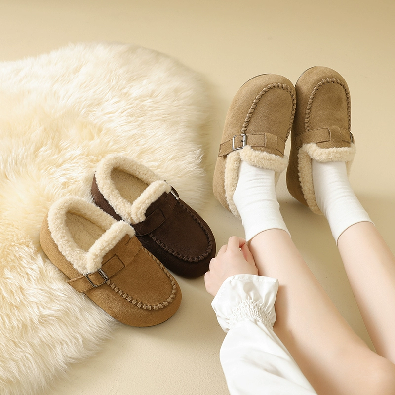 Fleece demi-season loafers, footwear, high shoes platform