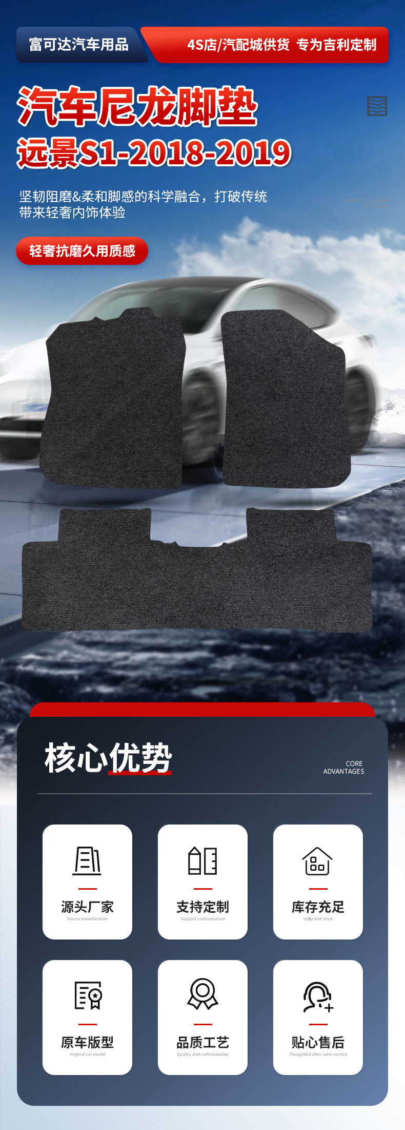 Suitable for Geely Vision S1-18-19 Style Car Floor Mats, Left-Hand Drive and Right-Hand Drive Special Car Floor Mats, Anti-Slip and Water-Resistant