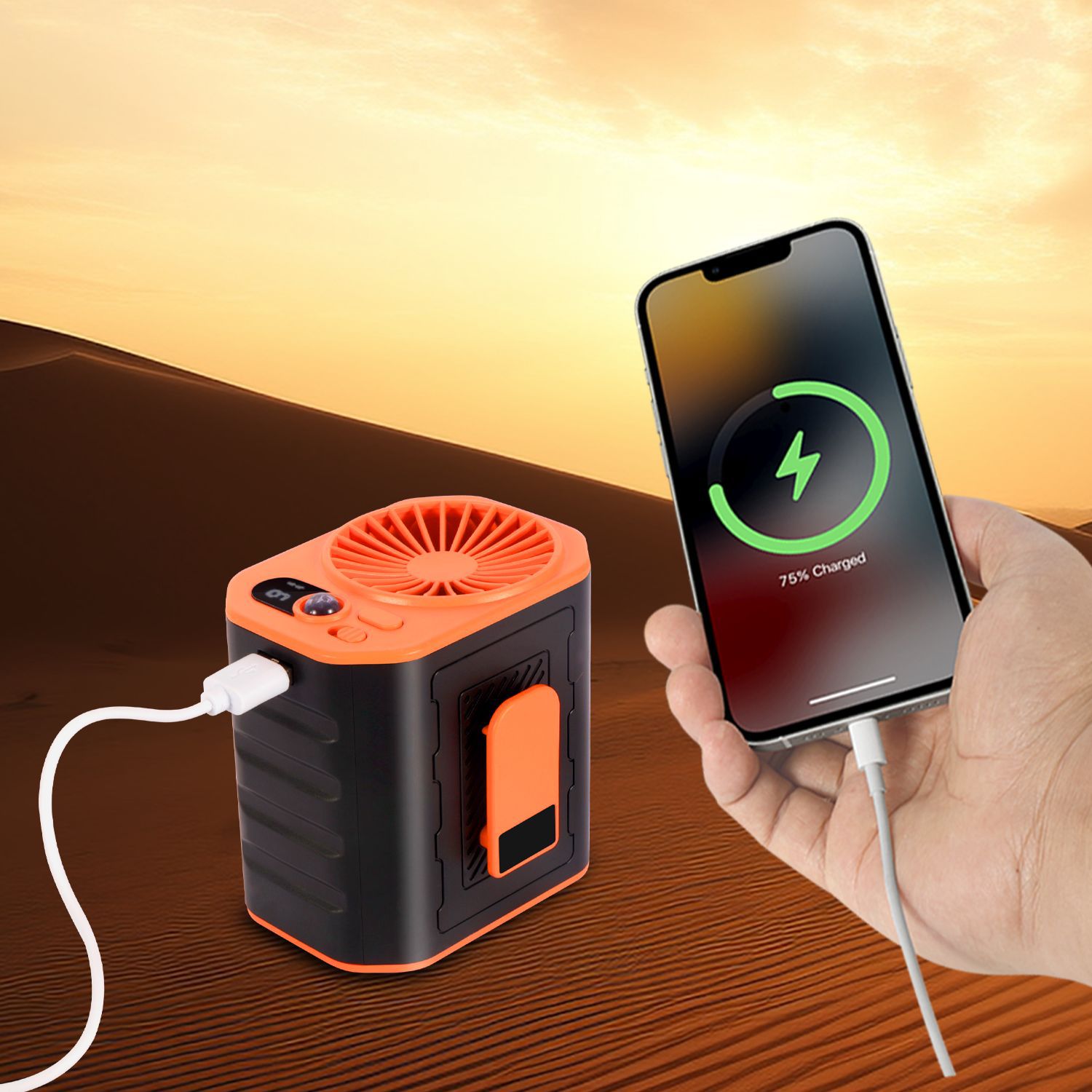 Ventilador de Cintura para Exterior — Portátil, Anticaídas, Silencioso, Recargable