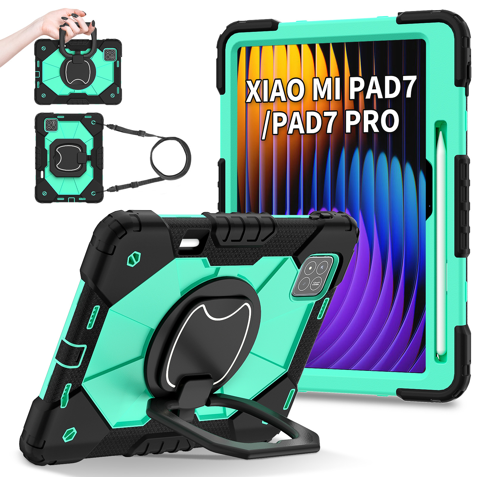 Funda para Tableta con Ranura para Lápiz para Xiaomi Pad 7 / Pad 7 Pro, A prueba de golpes, Con soporte, Anti-caída