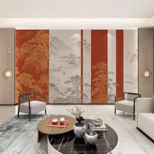 新中式古风楼阁碳晶护墙板饭店餐厅酒店集成板卧室床头背景金刚板