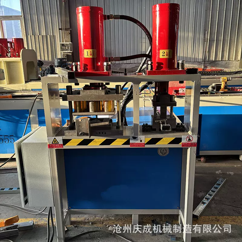 拍扁冲孔机 双工位圆管冲孔 圆管切弧 半自动液压冲孔设备