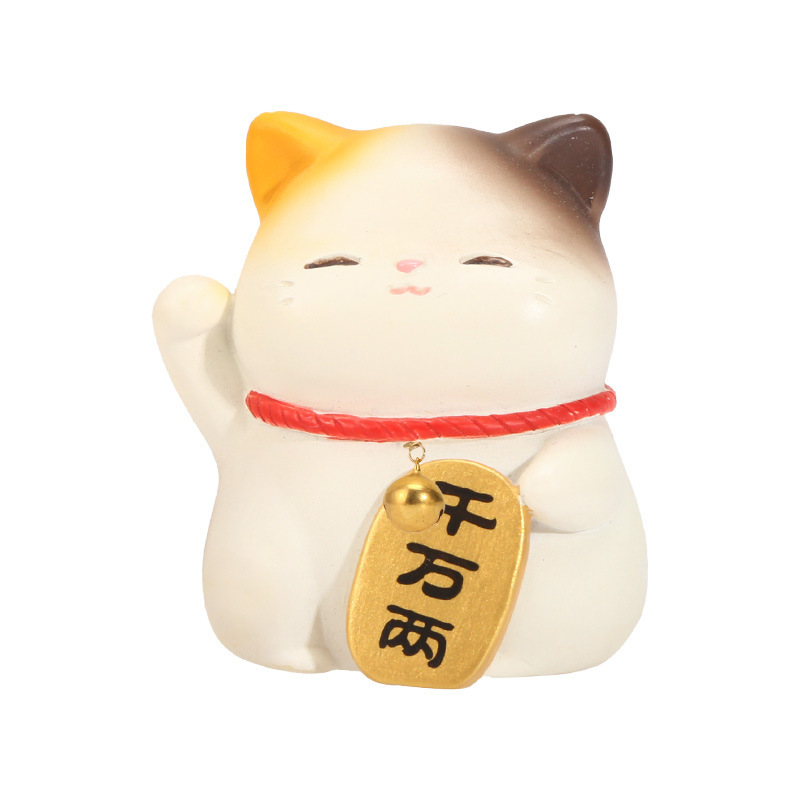 卡通福瑞猫猫摆件 萌趣可爱招财猫树脂摆件办公室桌面树脂工艺品|undefined