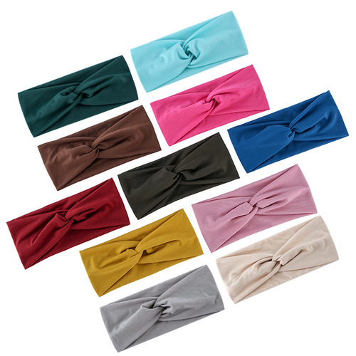 Euramerican Yoga Elastic Slip-Resistant Wide Headband Candy Color Headband for Exercise Running Sweat Absorbent Women