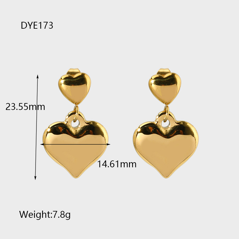 1 Paire Forme De Cœur Style Simple Style Classique Acier Inoxydable 304 Plaqué Or 14K Placage Boucles D'oreilles display picture 2