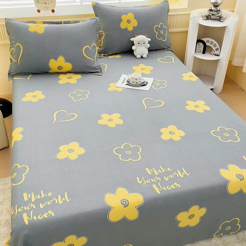 Sábanas de dibujos animados para niños 100% algodón puro, edredón para niños de una sola pieza, funda de almohada de tres piezas, sábana engrosada para el hogar