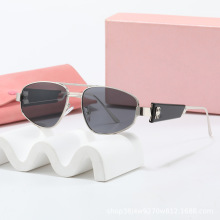 2025欧美新款圆形金属小框高级轻奢女太阳镜跨境网红防紫外线墨镜