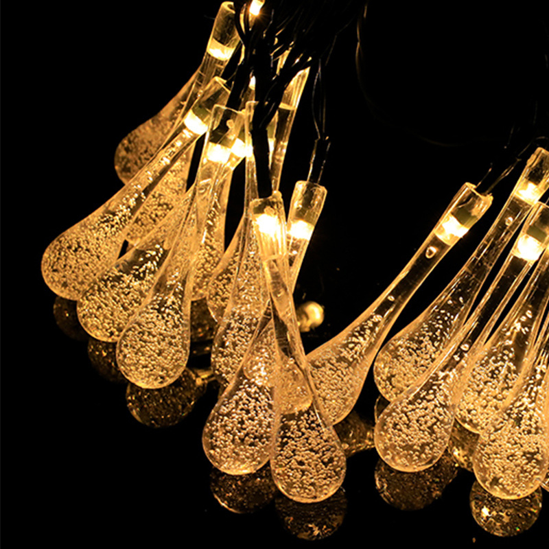 LED Bola de burbuja solar Cadena de luz bola de cristal gota de agua estrella de cinco puntas decoración de vacaciones de Navidad al aire libre a prueba de agua luces de colores
