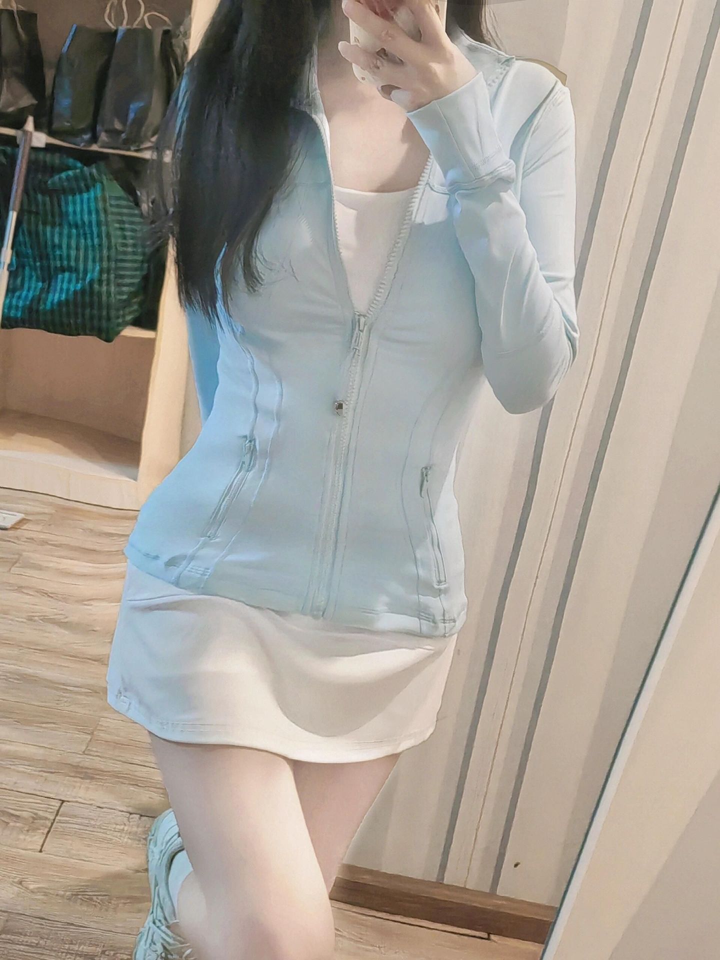 Ding同タイプのnulu、luon海軍藍春秋新型ヨガランニングコート女性の修身弾力立襟